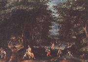 CONINXLOO, Gillis van Landscape with Leto and Peasants of Lykia fsg painting